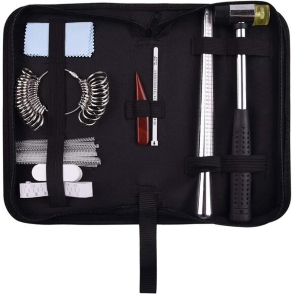 KUUQA Ring Sizer Measuring Tool Set Includes Ring Sizer Gauge, Ring Mandrel, - Picture 1 of 8